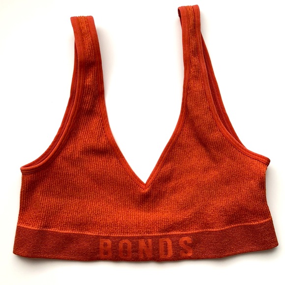 Bonds Originals Ribbed Bra with Matching Thong Rust Underwear Size M - Picture 2 of 5